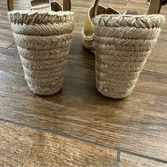 Tory Burch Bima Wedge Sandal Gold/Tan 9, Tory Burch Gold Espadrilles 9 - Picture 13 of 15